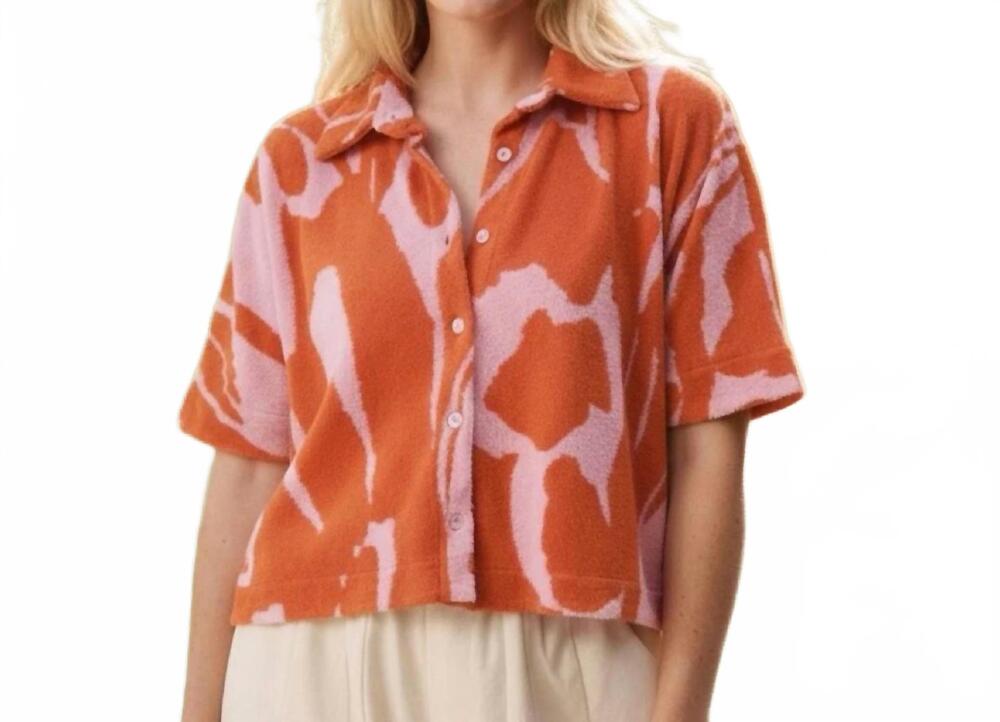 NEW FRNCH the water lily short sleeve shirt in orange